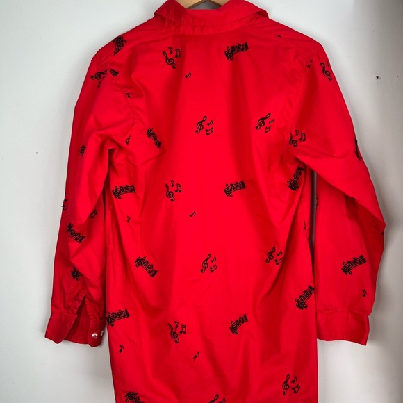 Vintage Casey Coleman Red Musical Note  AOP Embroidered Button-Up Blouse Medium - Picture 2 of 5